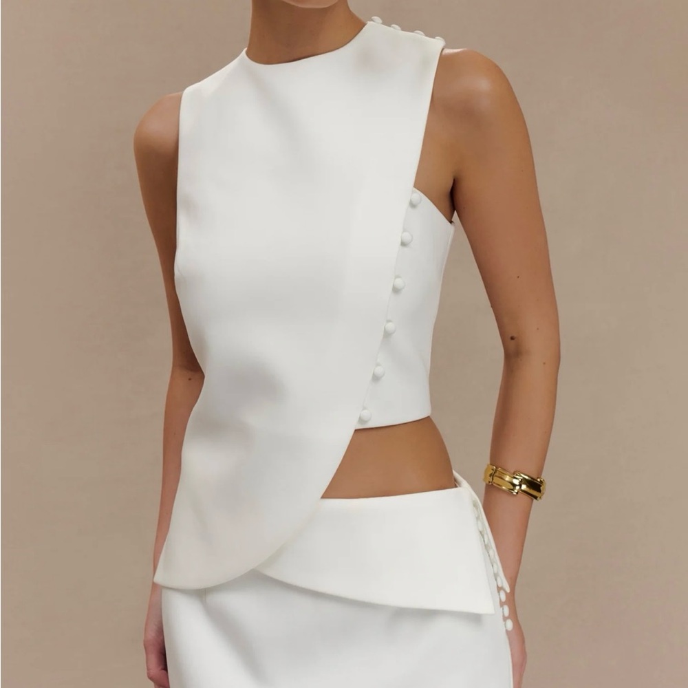 Elegant White Asymmetrical Top